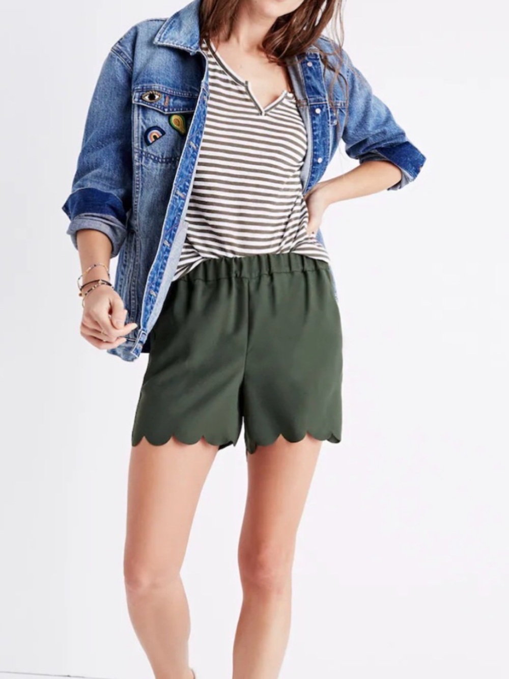 Madewell Scallop Hem Pull On Shorts. Size XXS